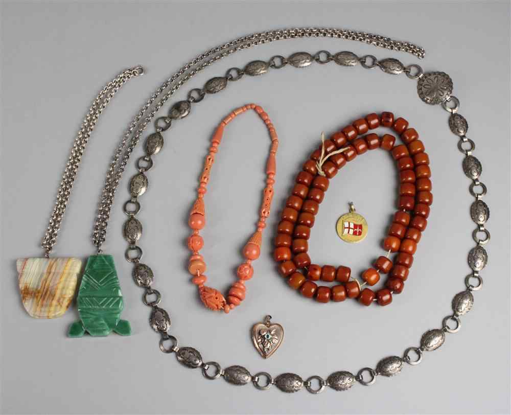 Appraisal: ECLECTIC COLLECTION OF JEWELRY including a string of amber beads