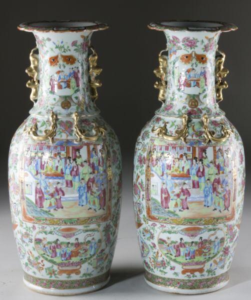 Appraisal: Pair of Fine Rose Medallion Floor Vases early th century