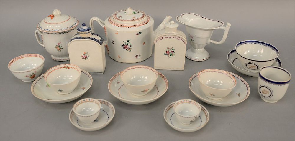 Appraisal: Chinese export lot nineteen pieces including teapot sugar creamer two