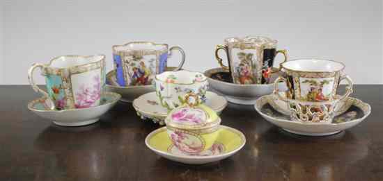 Appraisal: A Meissen flower encrusted cup and saucer and five Dresden