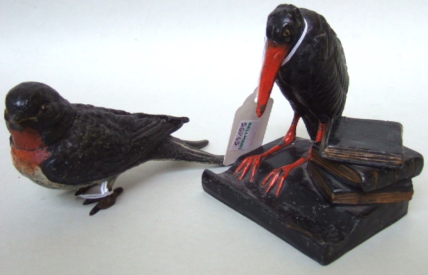 Appraisal: A hollow-cast inkwell late th century modelled as a crane