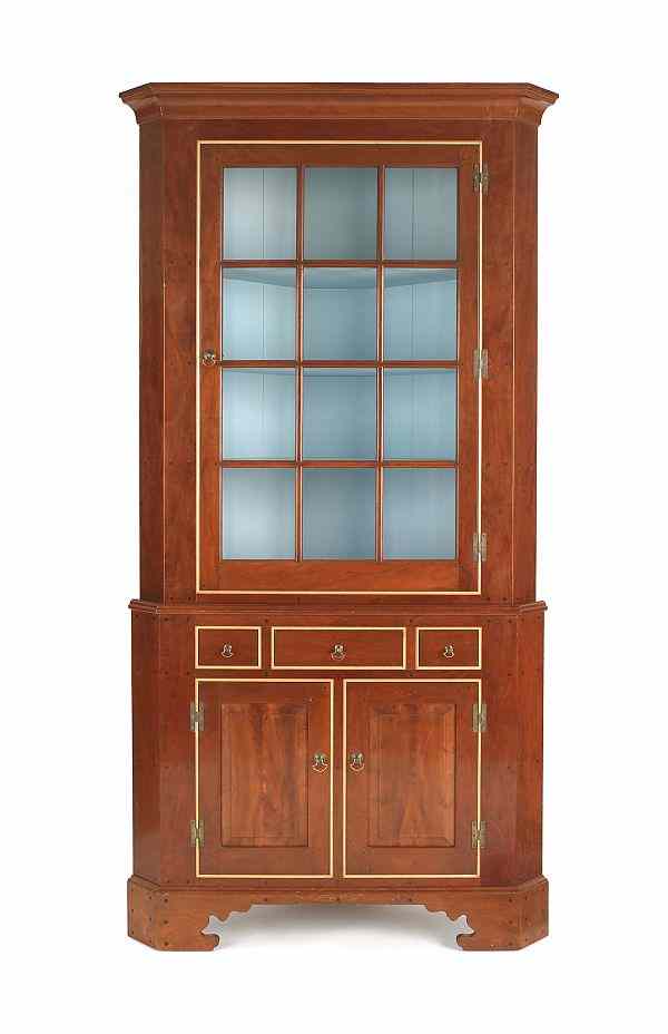 Appraisal: Federal style cherry two-part corner cupboard by Russ Kramer h