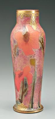 Appraisal: Art glass vase acid cut back with striking poppies on