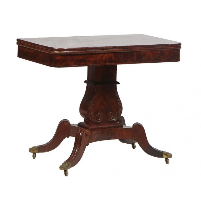 Appraisal: American Carved Mahogany Games Table late th c the rounded