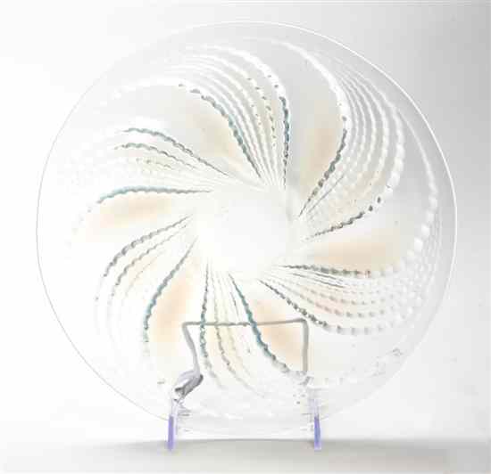 Appraisal: A Lalique Opalescent Glass Plate Fleurons modeled with radiating geometric