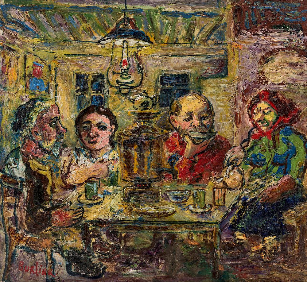 Appraisal: DAVID BURLIUK RUSSIAN - DAVID BURLIUK RUSSIAN - Family Dinner