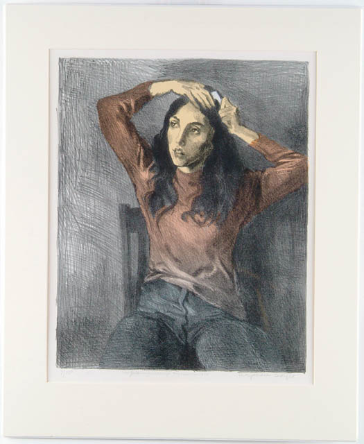 Appraisal: RAPHAEL SOYER American - WOMAN COMBING HER HAIR Color lithograph