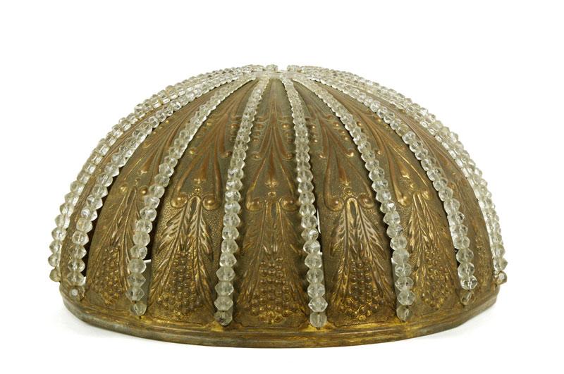 Appraisal: - Embossed Brass Ceiling Fixture Ceiling fixture embossed brass with