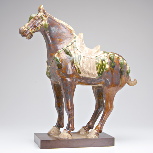 Appraisal: CHINESE TANG SANCAI CERAMIC Horse standing upright hind legs slightly