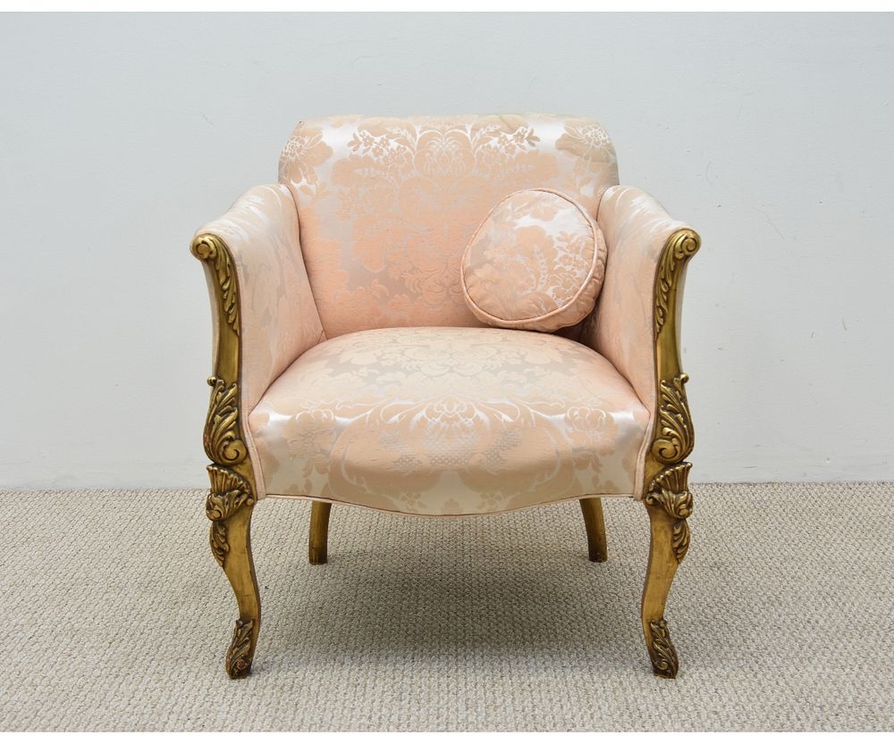 Appraisal: Pink Upholstered Bedroom Chair Pink upholstered bedroom chair th c