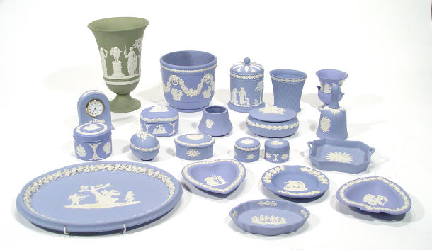 Appraisal: Collection of mainly blue and white Wedgwood Jasperware including a