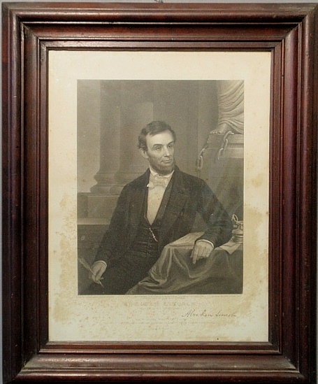 Appraisal: - Rare John Sartain Philadelphia engraving of Abraham Lincoln after