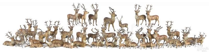 Appraisal: Collection of fifty German painted lead deer Collection of fifty