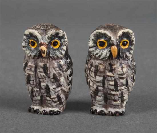 Appraisal: Pair of Austrian cold painted bronze screech owls first half-