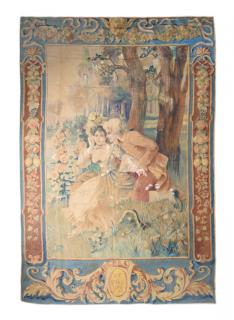 Appraisal: A FRENCH PAINTED TAPESTRY A FRENCH PAINTED TAPESTRY th centuryThe