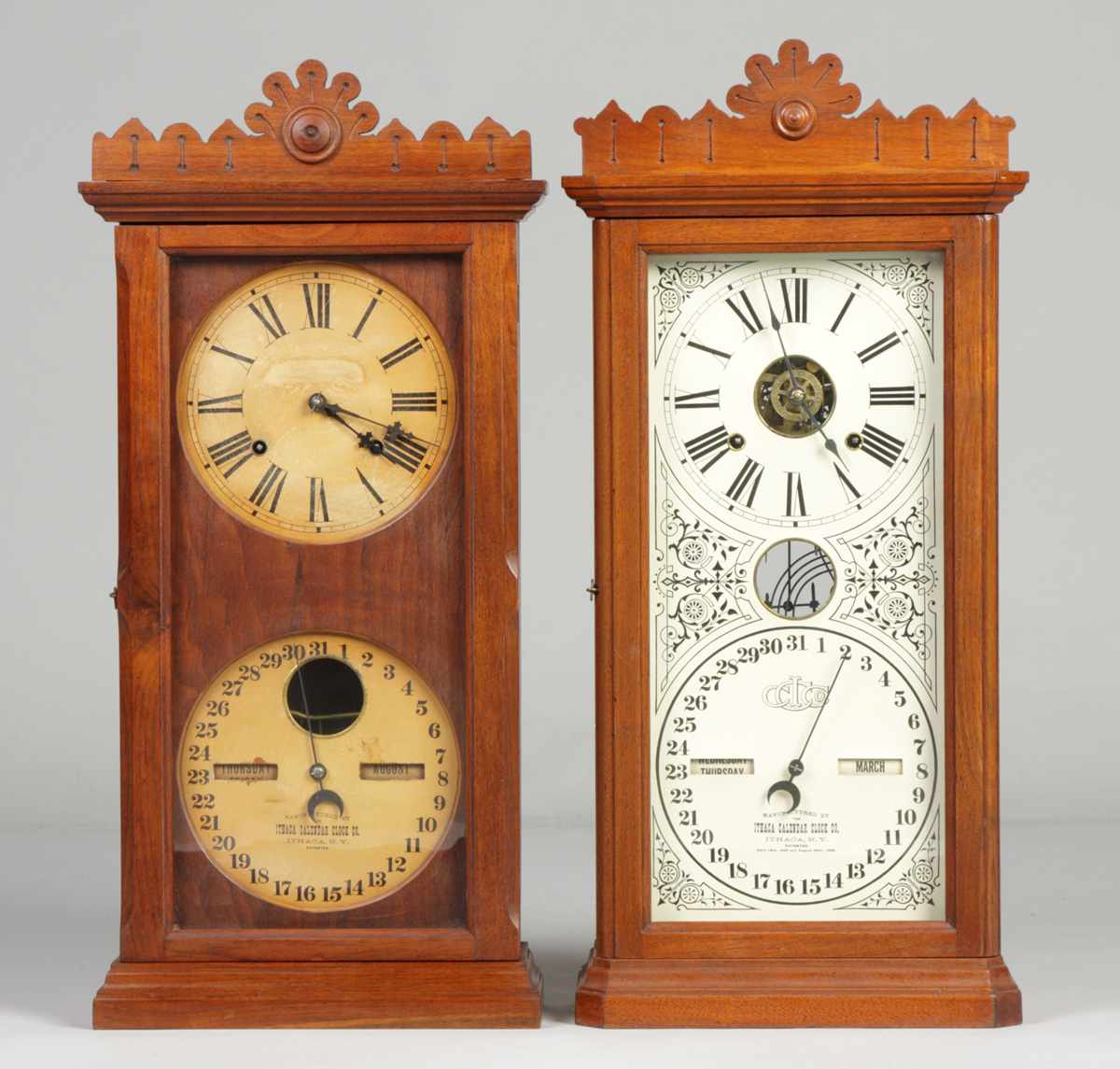 Appraisal: Ithaca Granger Clocks Lot Ithaca Granger Model Walnut case day