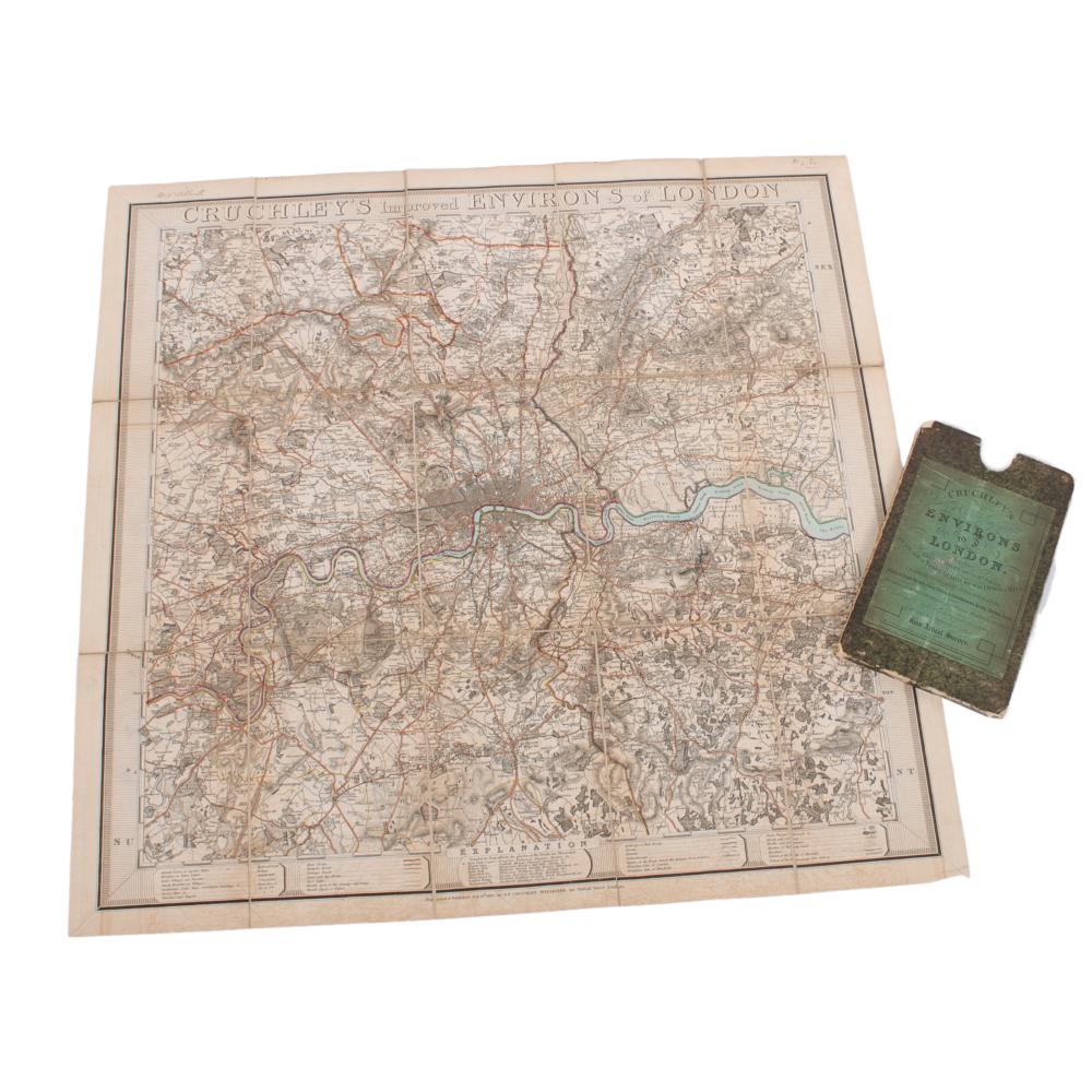 Appraisal: CRUCHLEY'S EVIRONS OF LONDON ENGRAVED HAND COLORED MAP H X