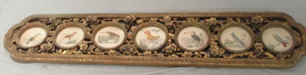 Appraisal: Bird Prints in Carved and Giltwood Frame very decoratively framed