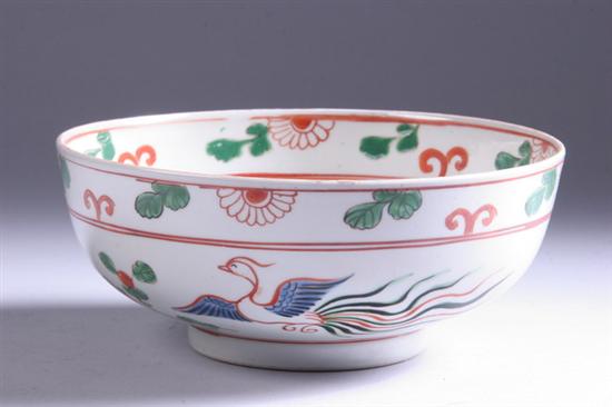 Appraisal: CHINESE FAMILLE VERTE PORCELAIN BOWL Qing Dynasty Bird and floral