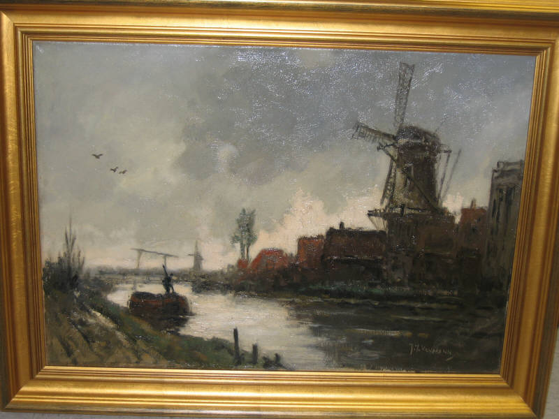 Appraisal: J REYMANN FRENCH th- th Century Landscape with windmill oil