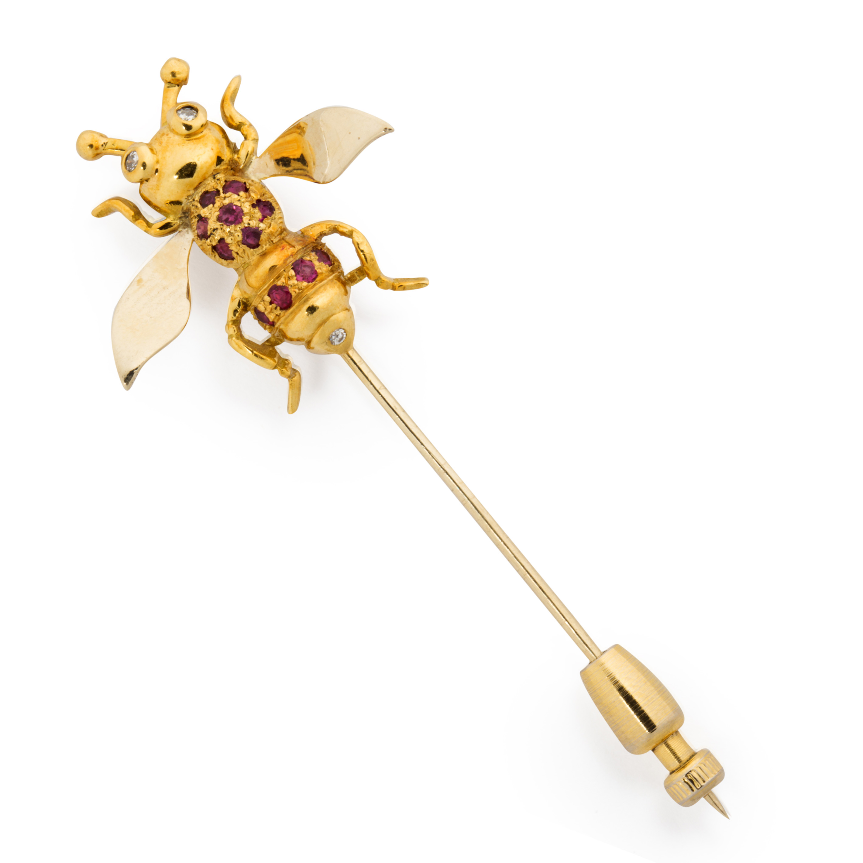 Appraisal: A GEMSTONE AND EIGHTEEN KARAT GOLD STICK PIN A gemstone