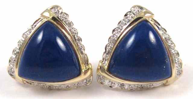 Appraisal: PAIR OF LAPIS LAZULI EARRINGS each k yellow and white