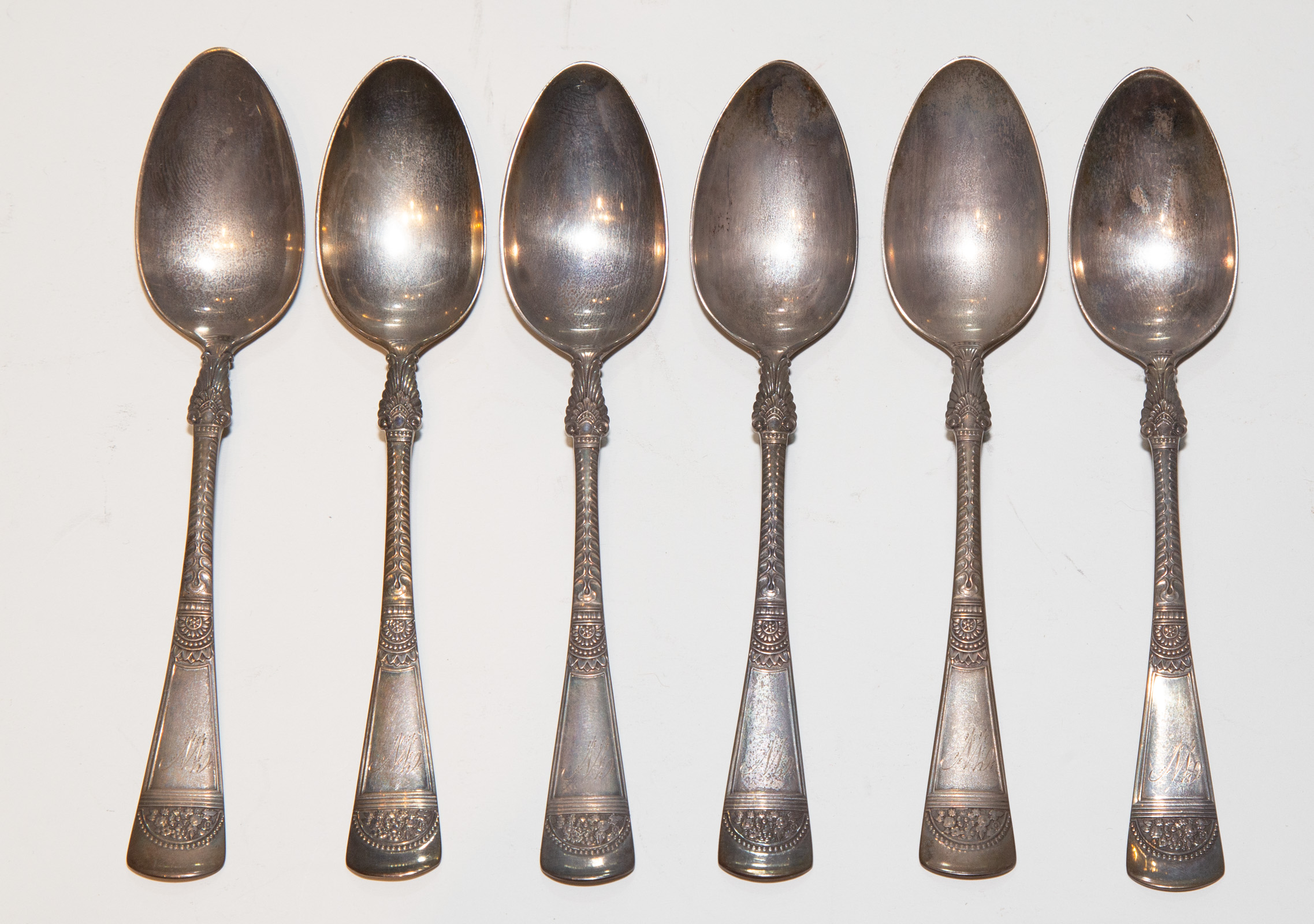 Appraisal: SIX GORHAM STERLING TEASPOONS Monogrammed in L ozt