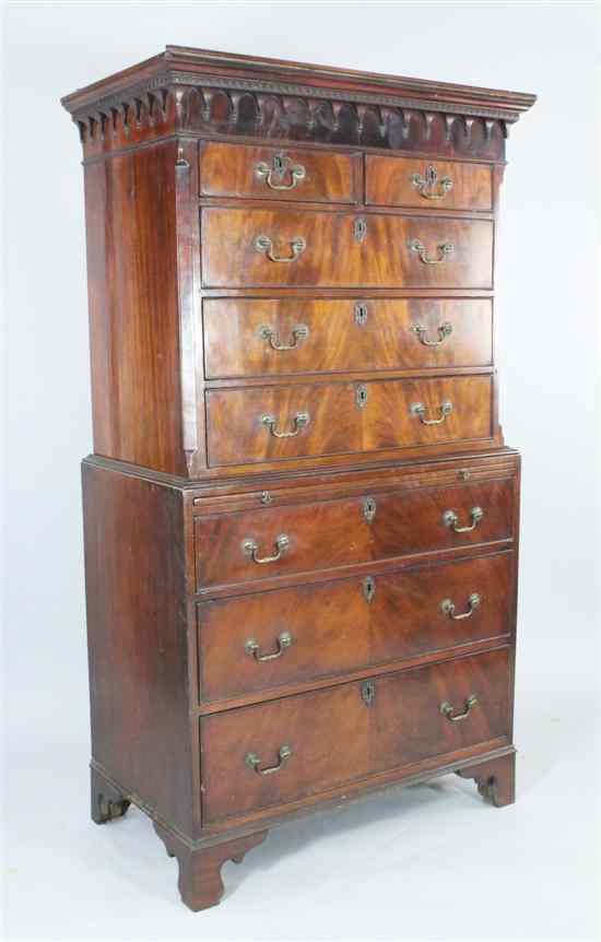 Appraisal: A George III mahogany chest on chest of slender proportions