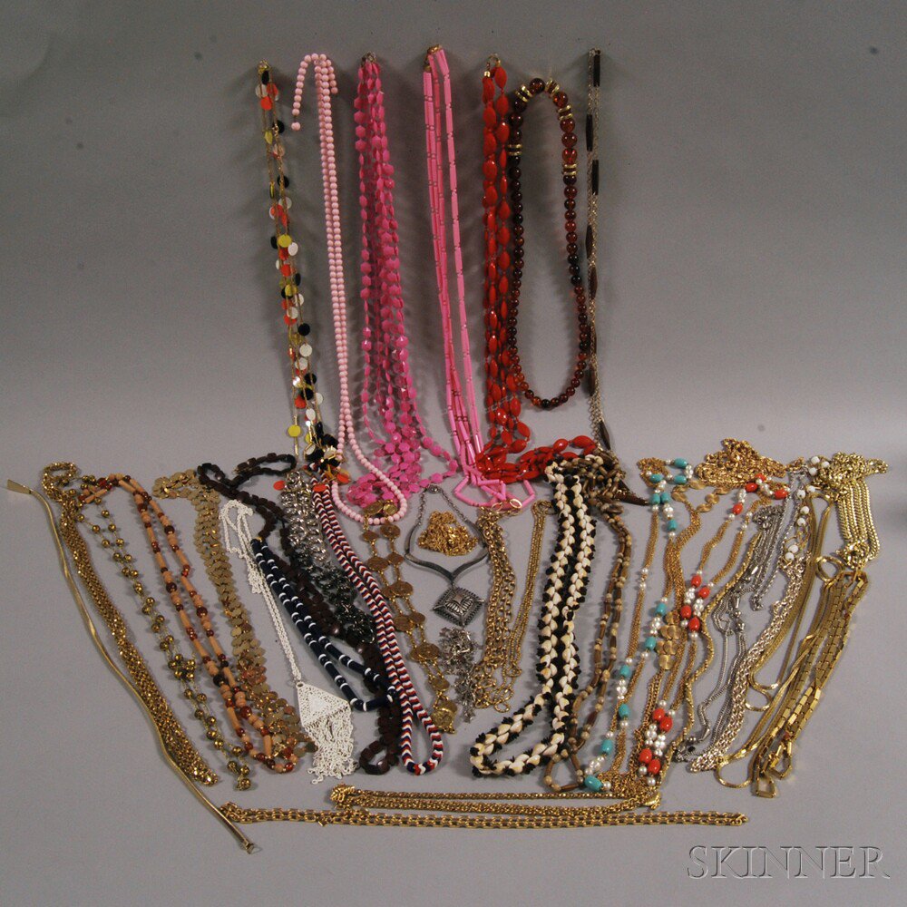 Appraisal: Group of Plastic and Metal Costume Necklaces including gold-tone chains