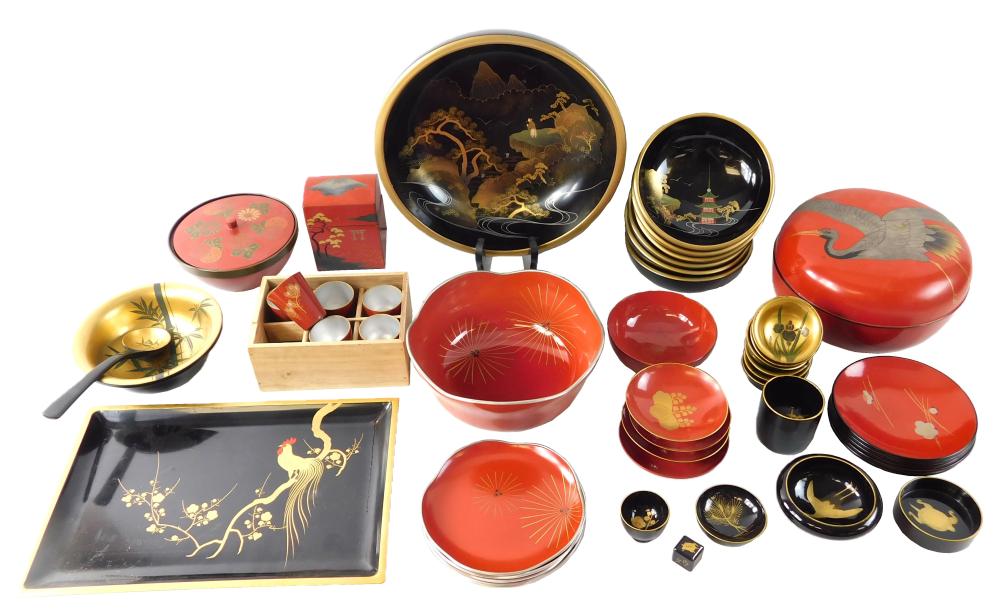 Appraisal: ASIAN Assorted laquerwares pieces including bowls of various sizes some