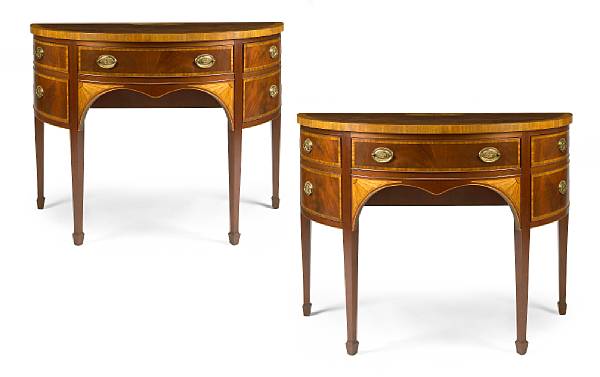 Appraisal: A pair of George III style inlaid mahogany sideboards Each