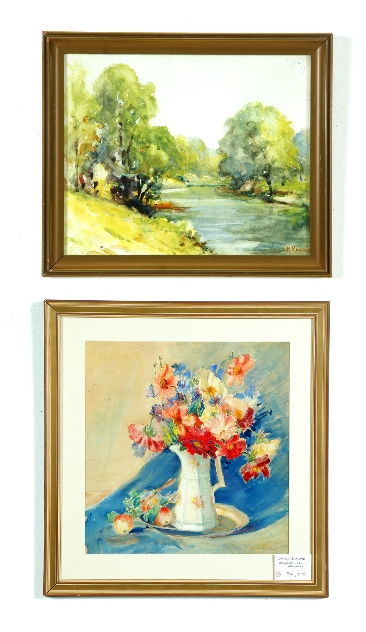 Appraisal: TWO PAINTINGS BY OHIO ARTISTS Watercolor on paper Still life