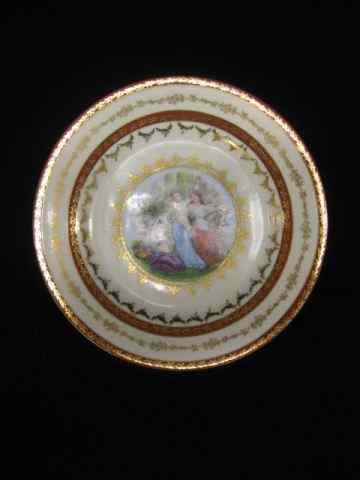 Appraisal: Fine Porcelain Plates with Maidens in thegarden elaborate gold work