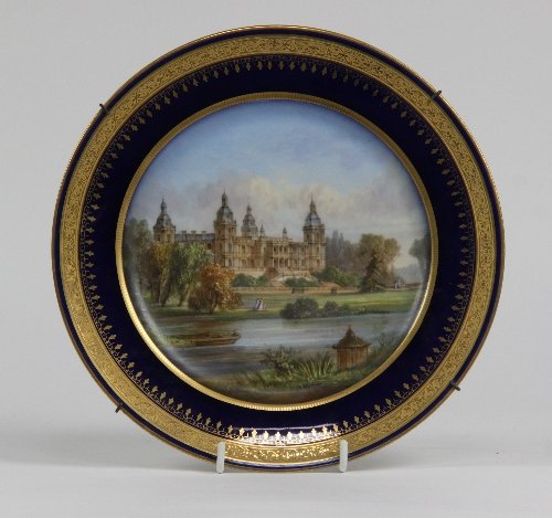 Appraisal: A S vres type cabinet plate painted with a view