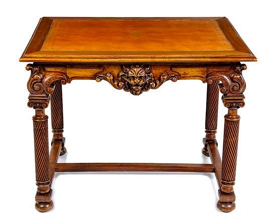 Appraisal: A Continental Baroque Walnut Writing Table Height x width x