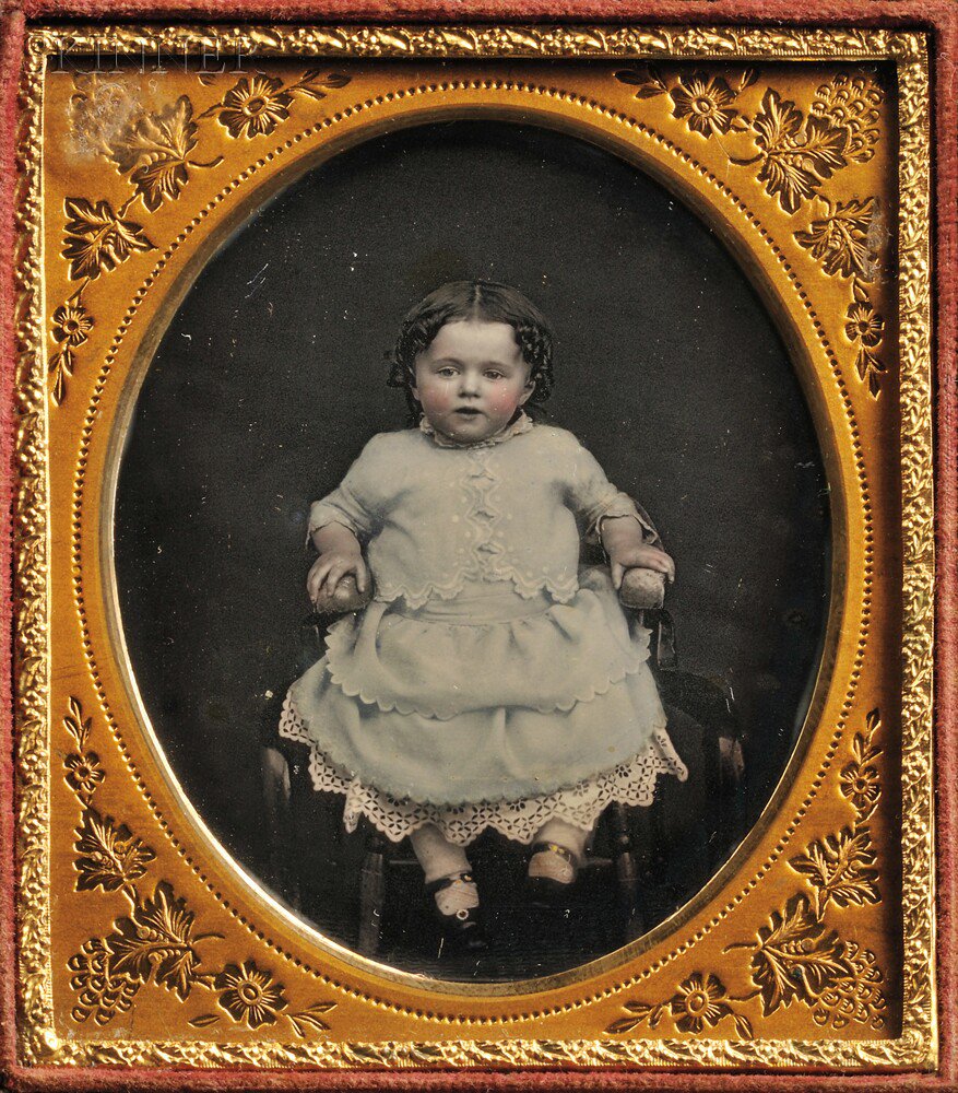 Appraisal: Two th Century American School Daguerreotypes Sixth-plate Daguerreotype of a