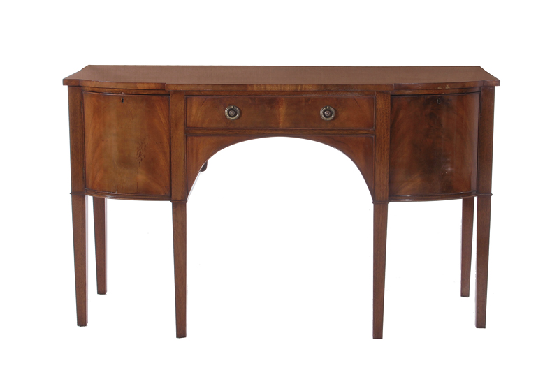 Appraisal: George III style bowfront sideboard circa shaped top drawer flanked