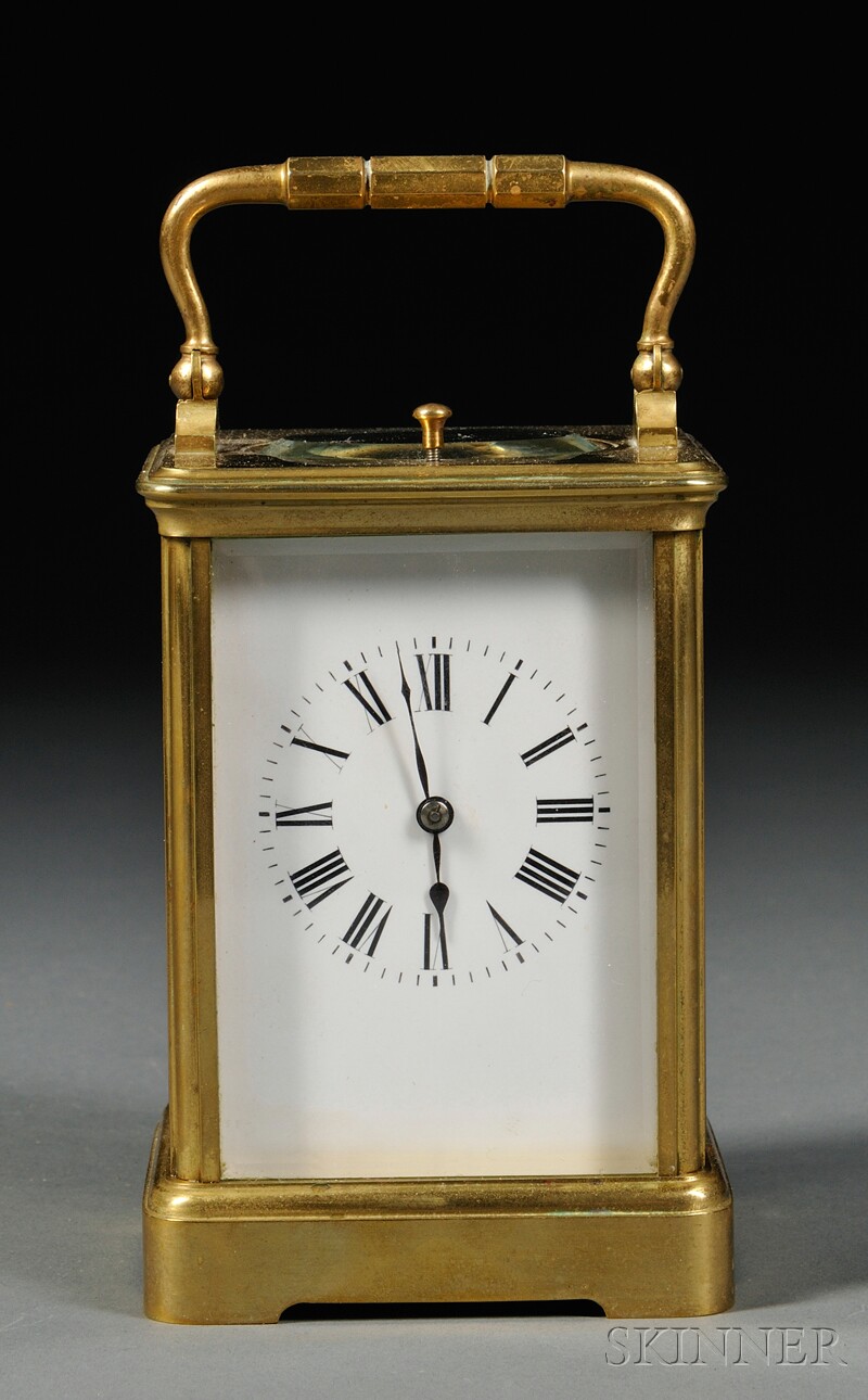 Appraisal: French Brass Regulator Carriage Clock late th th century the