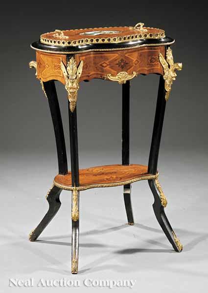 Appraisal: An Antique Continental Louis XVI-Style Bronze-Mounted and Inlaid Thuyawood Work