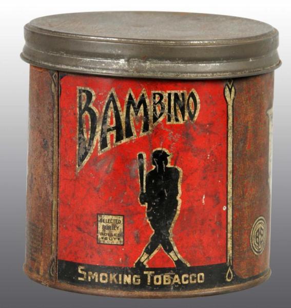 Appraisal: Bambino Baseball Tobacco Tin Description Soiled and scratched Condition Good