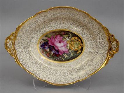 Appraisal: BARR FLIGHT AND BARR PORCELAIN OVAL BOWL With underglaze and