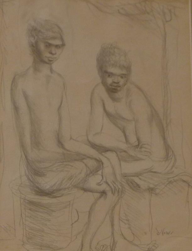 Appraisal: JAMES WIGLEY TWO ABORIGINAL BOYS PENCIL DRAWING JAMES WIGLEY TWO