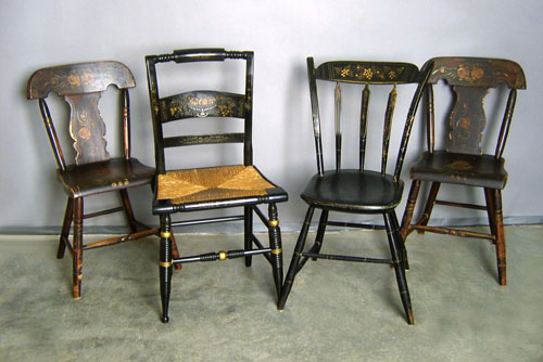 Appraisal: Five painted chairs together with a drying rack h