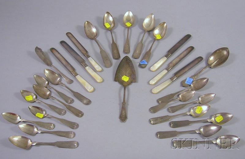 Appraisal: Approximately Twenty-nine Pieces of Mostly Coin Silver Flatware including Reed