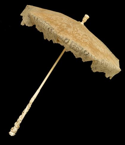 Appraisal: Victorian ivory handled and Chantilly lace parasol mid th century