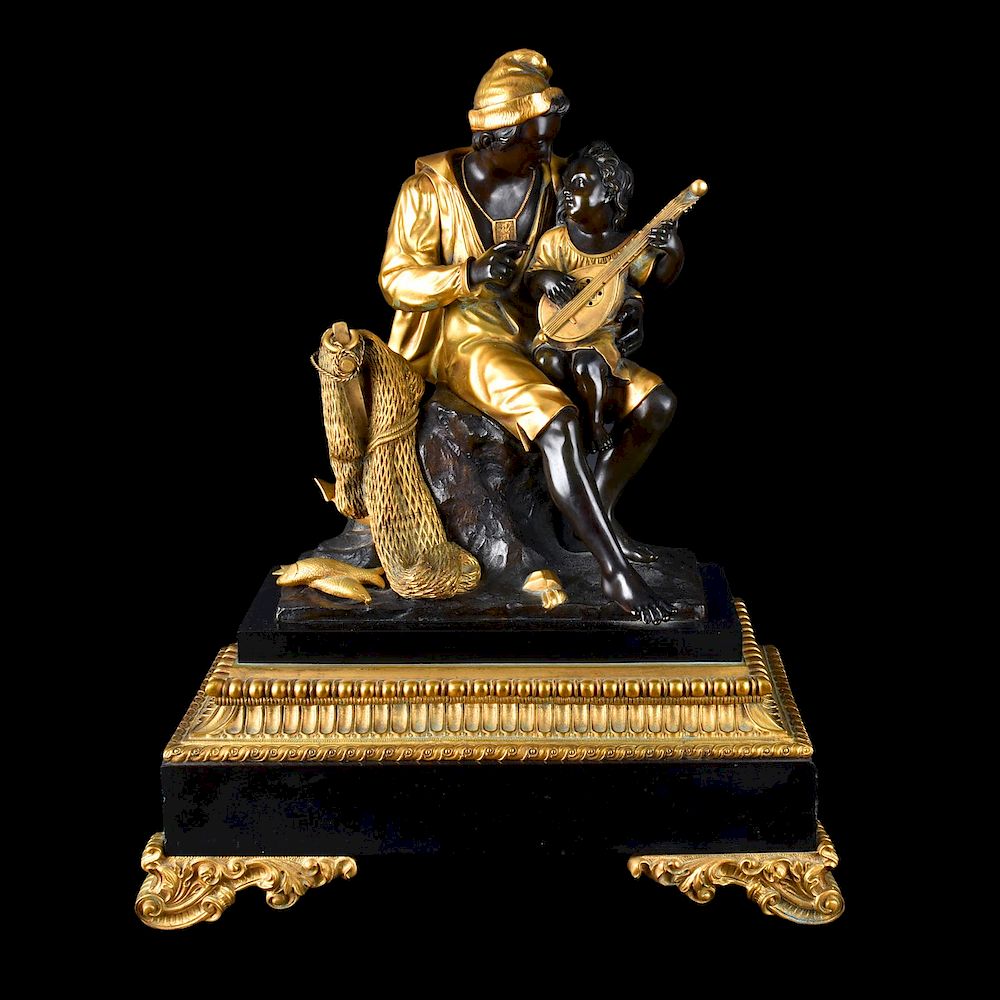 Appraisal: Bronze Sculpture A Bronze Parcel Gilt Sculpture Mounted on Marble