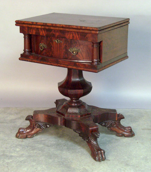 Appraisal: Empire mahogany one drawer work table th c h w