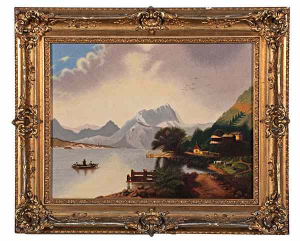 Appraisal: Continental Alpine Lake Scene Continental late th-early th century Oil