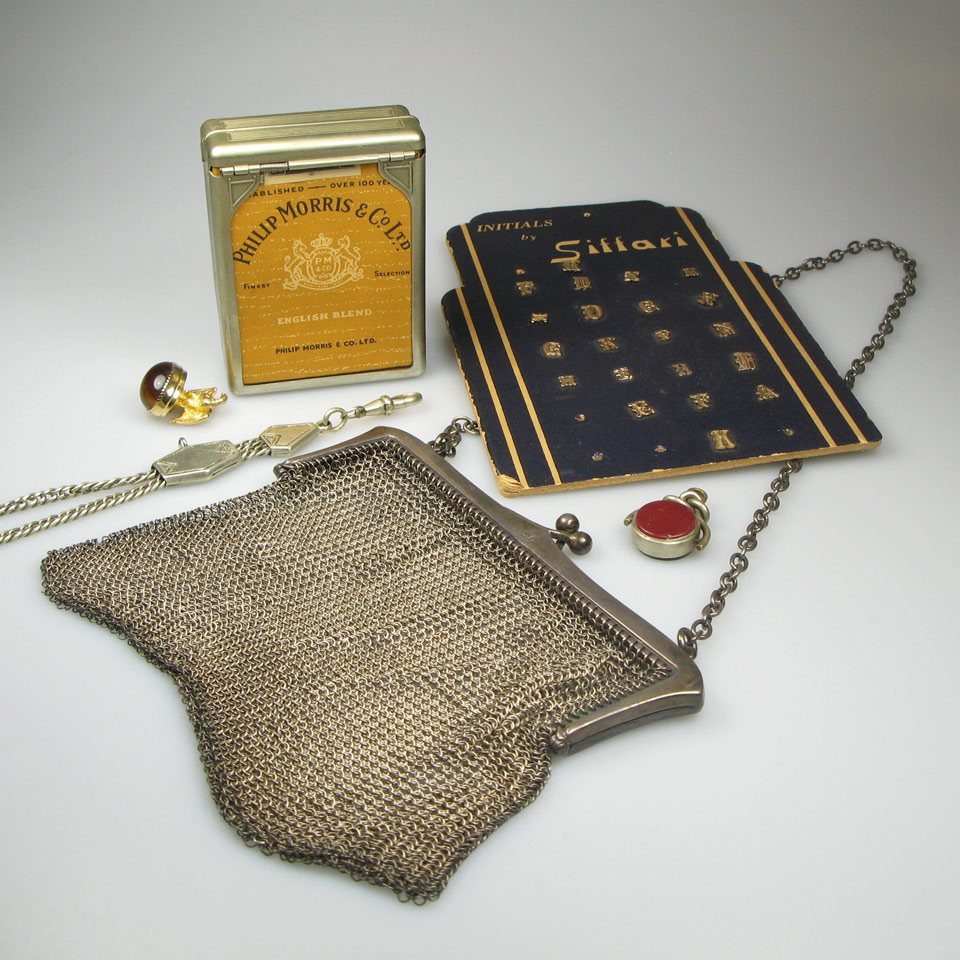 Appraisal: Quantity Of Gold-Filled Watch Chains an English silver mesh purse