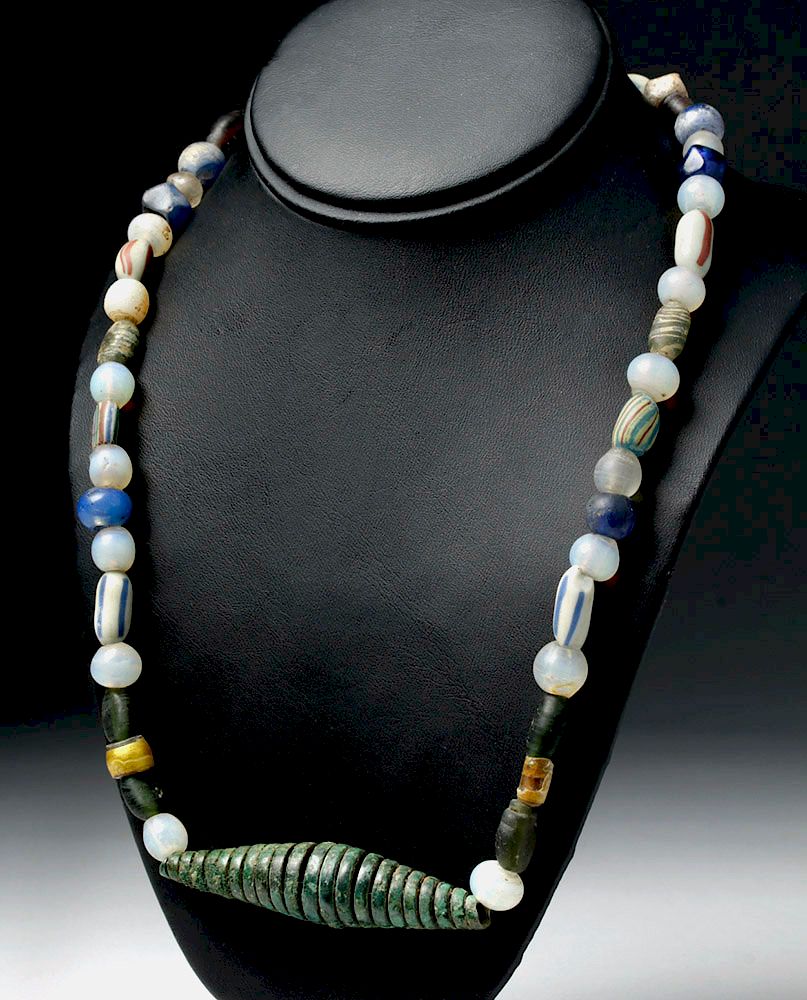 Appraisal: Viking Glass Beads Necklace w Anapa Bronze Bead Caucausus region